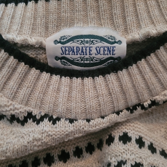 Seperate Scene Short Sleeve Beige and Black Sweater M - Picture 7 of 7